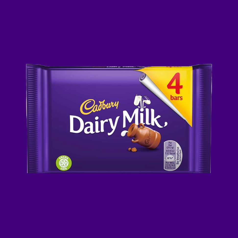 Cadbury Dairy Milk 4 Bars (108.8g) UK